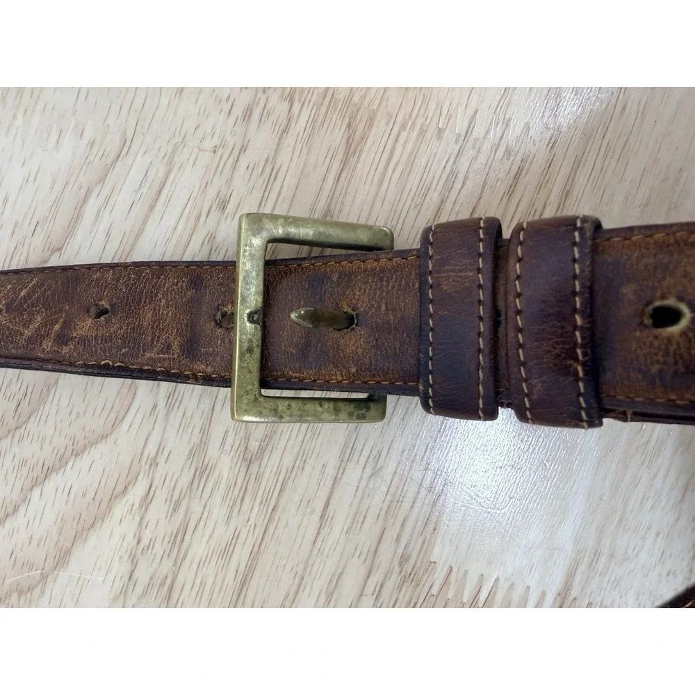 Vintage Coach British Tan Leather Belt with Brass Buckle Size 42 #25